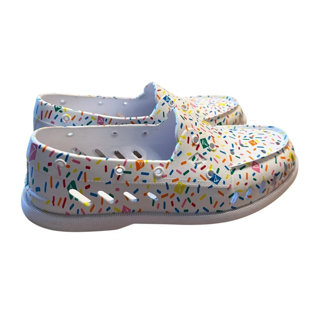 Sperry‎ Authentic Original Float Boat Shoes White Multi Sprinkle Print Mens 9